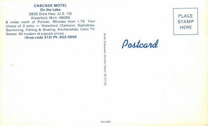Cascade Motel (Olde Mill Inn on the Lake) - Postcard And Promos (newer photo)